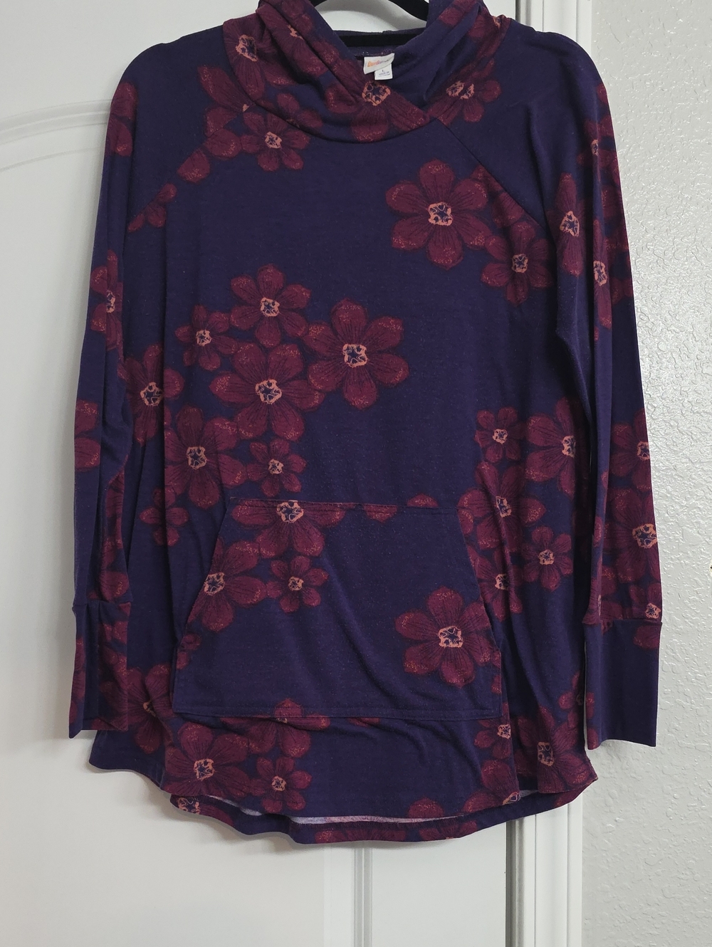 LuLaRoe Purple Floral Hooded Pullover